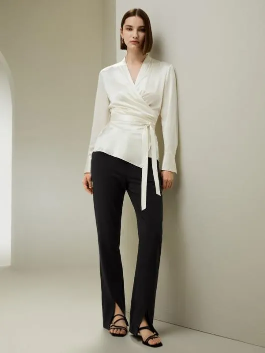 LILYSILK X NATASHA Silk Wrap Blouse Women Blouses Lilysilk Shirts