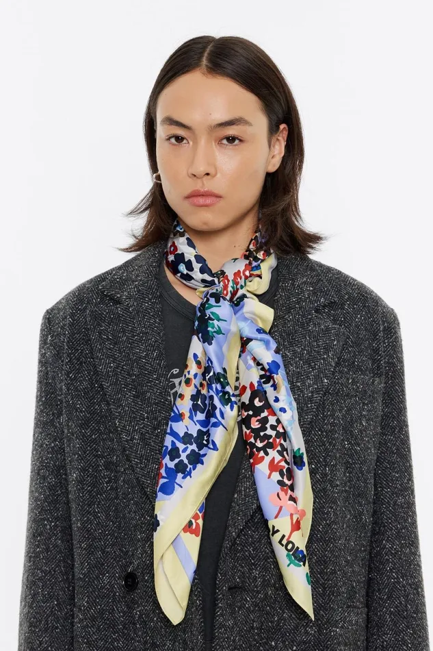 Lime Geometric Logo Floral Scarf Lime Women Bimba Y Lola Scarves Lime Geometric Logo Floral Scarf Lime Women Bimba Y Lola Scarves