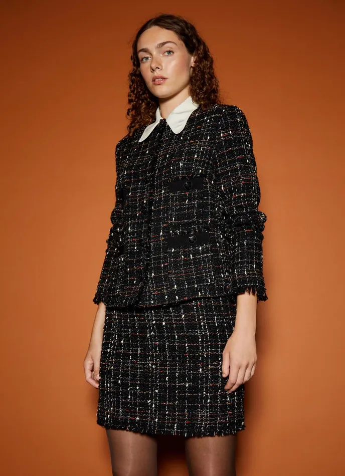 LK Bennett Angelica Black Multi Fleck Italian Tweed Jacket Women Coats and Jackets LK Bennett Angelica Black Multi Fleck Italian Tweed Jacket Women Coats and Jackets