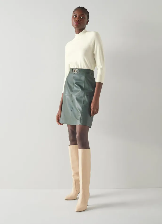 LK Bennett Betty Cream Sustainably Sourced Merino Wool Scallop Edge Jumper Women Knitwear LK Bennett Betty Cream Sustainably Sourced Merino Wool Scallop Edge Jumper Women Knitwear