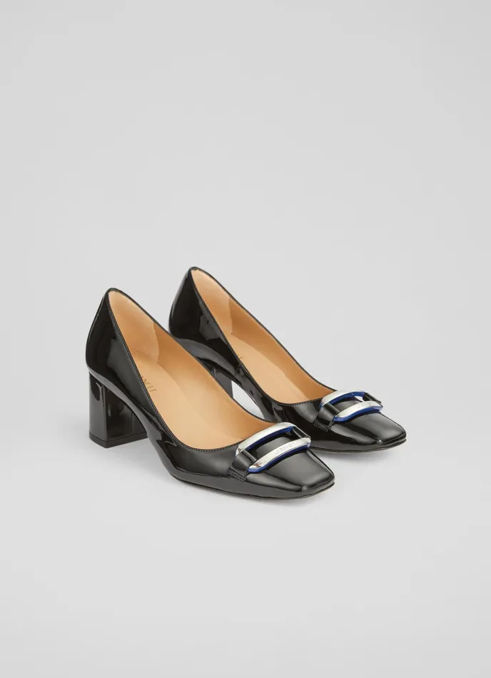 LK Bennett Carpella Black Patent Court Shoes Women Court Shoes