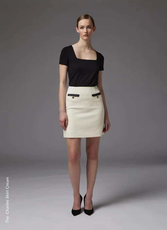 LK Bennett Charlee Cream Tweed Skirt Women Skirts
