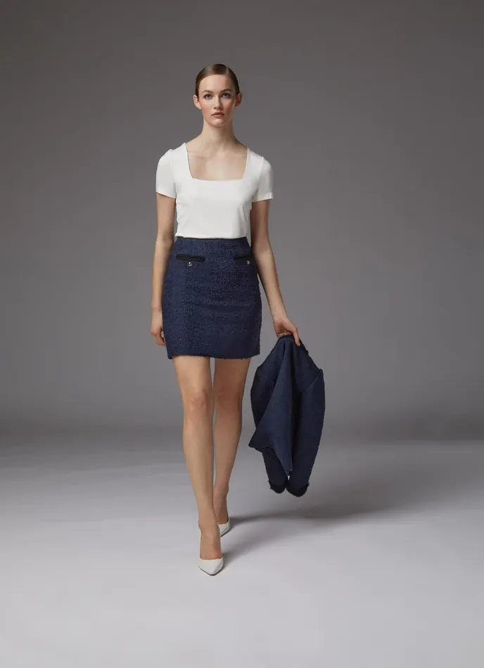 LK Bennett Charlee Cream Tweed Skirt Women Skirts