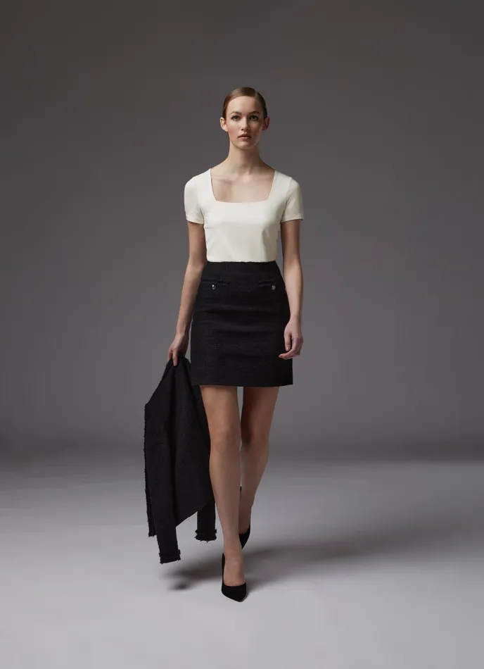 LK Bennett Charlee Cream Tweed Skirt Women Skirts