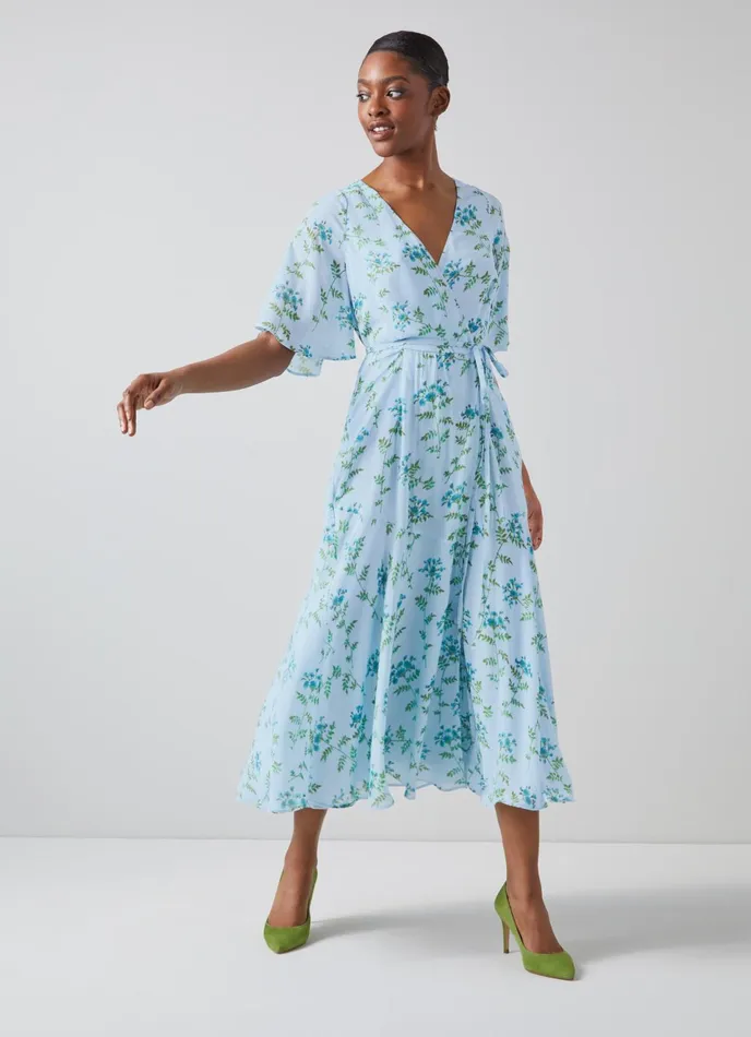 LK Bennett Cole Blue Valerian Floral Print Dress Women Dresses