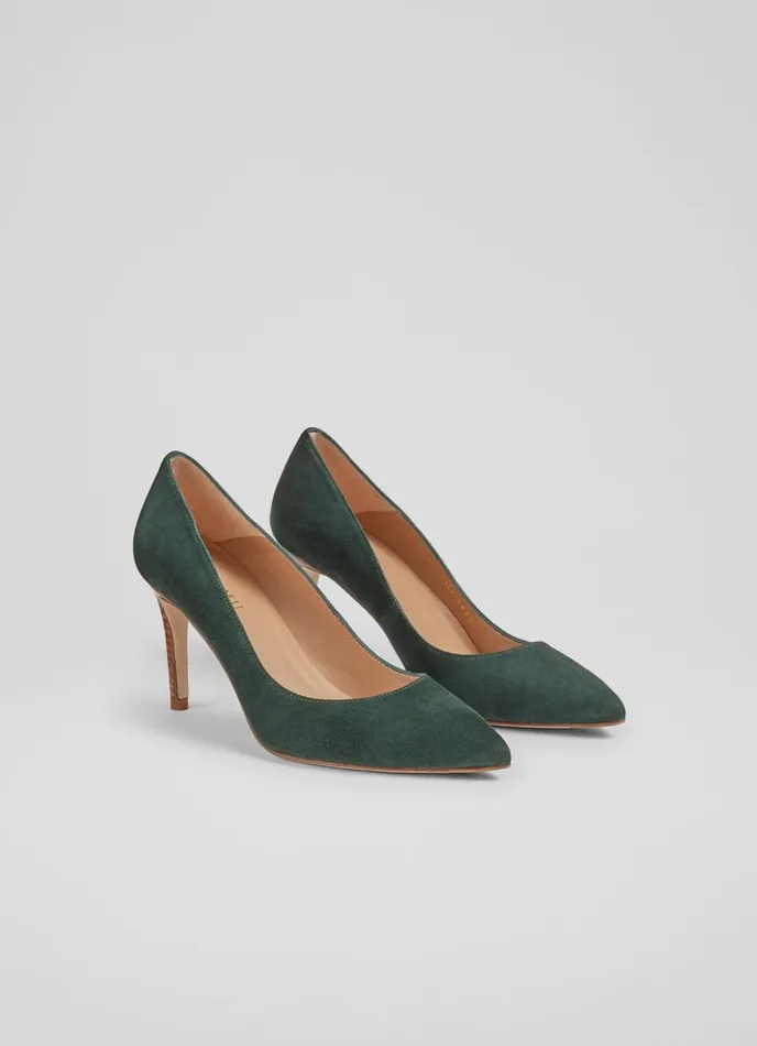 LK Bennett Floret Nutmeg Suede Pointed Toe Courts Women Court Shoes