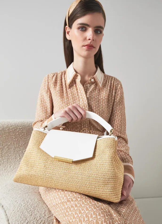 LK Bennett Harbour Natural Raffia Trapeze Tote Bag Women CrossBody Bags