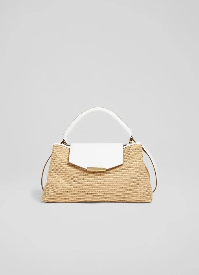 LK Bennett Harbour Natural Raffia Trapeze Tote Bag Women CrossBody Bags