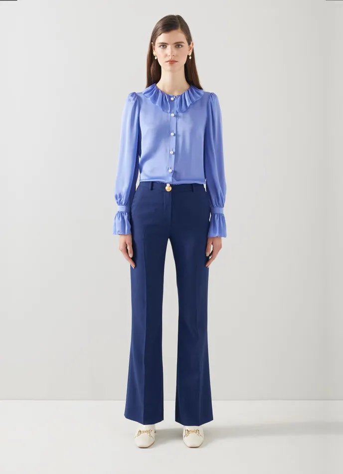 LK Bennett Kennedy Navy Lenzing Ecovero Viscose Blend Trousers Women Trousers