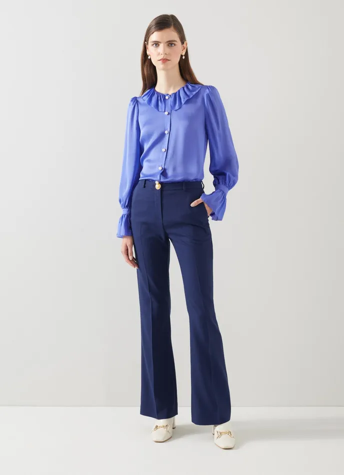 LK Bennett Kennedy Navy Lenzing Ecovero Viscose Blend Trousers Women Trousers