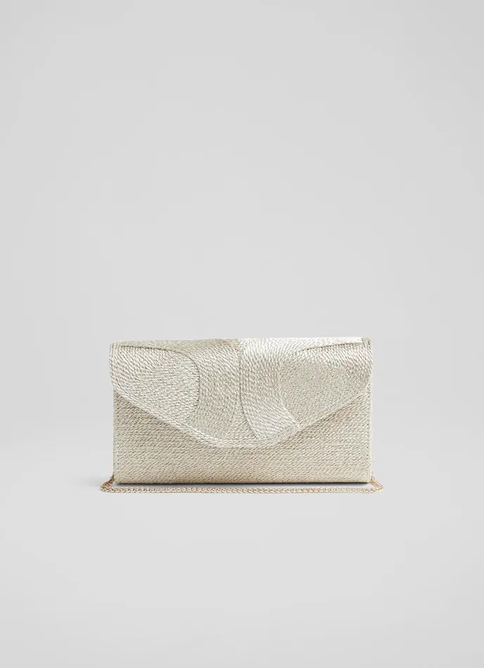 LK Bennett Lucia Soft Gold Rope Clutch Women Clutch Bags