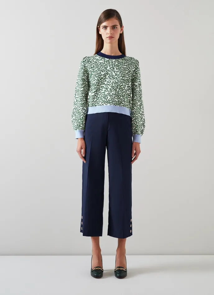 LK Bennett Ruth Green Heart Lenzing Ecovero Viscose Jumper Women Knitwear