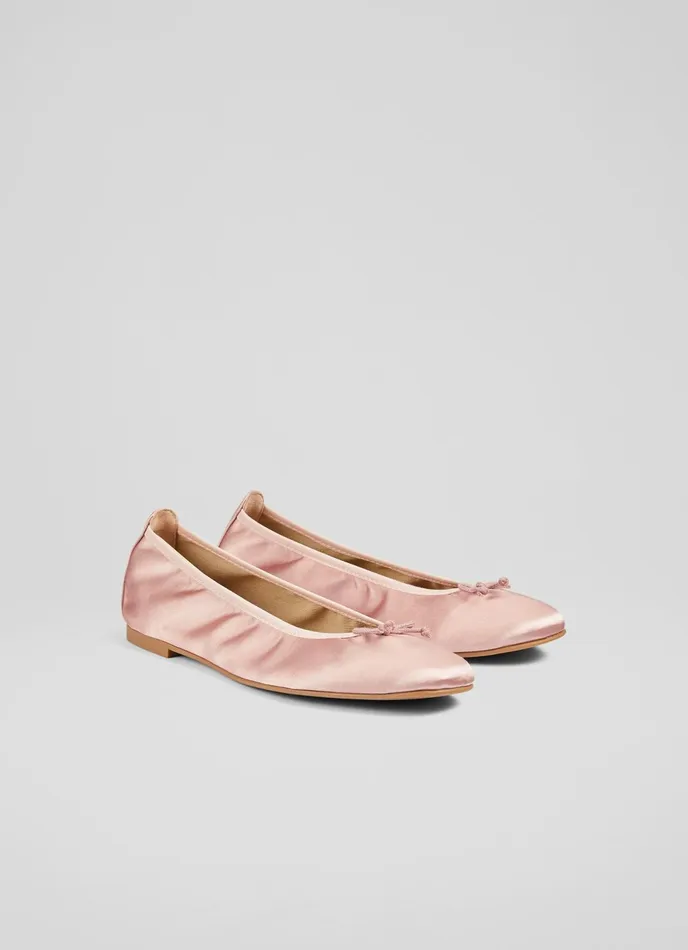 LK Bennett Trilly Rose Satin Ballet Pumps Women Flats