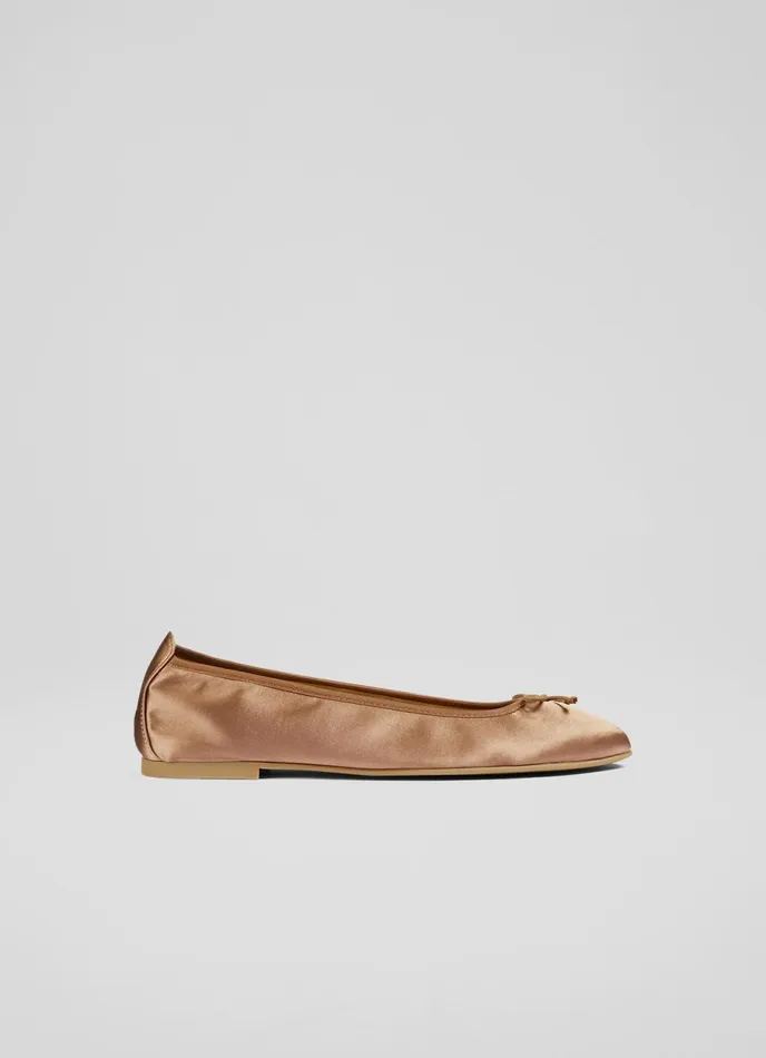 LK Bennett Trilly Rose Satin Ballet Pumps Women Flats