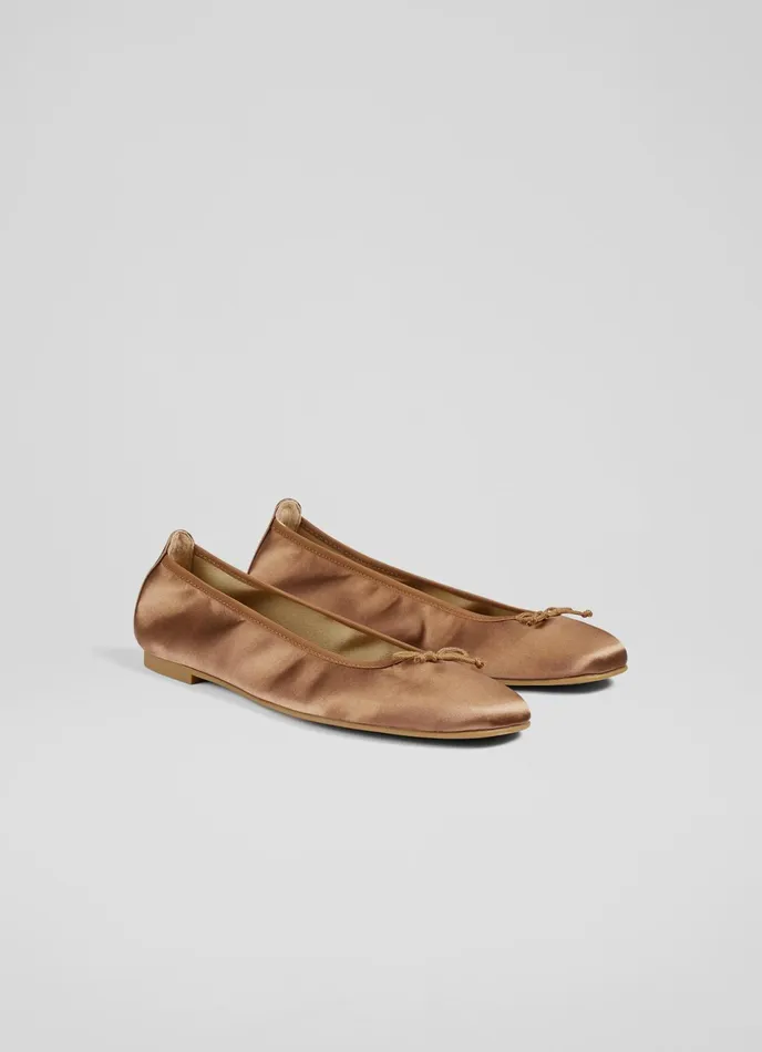 LK Bennett Trilly Rose Satin Ballet Pumps Women Flats