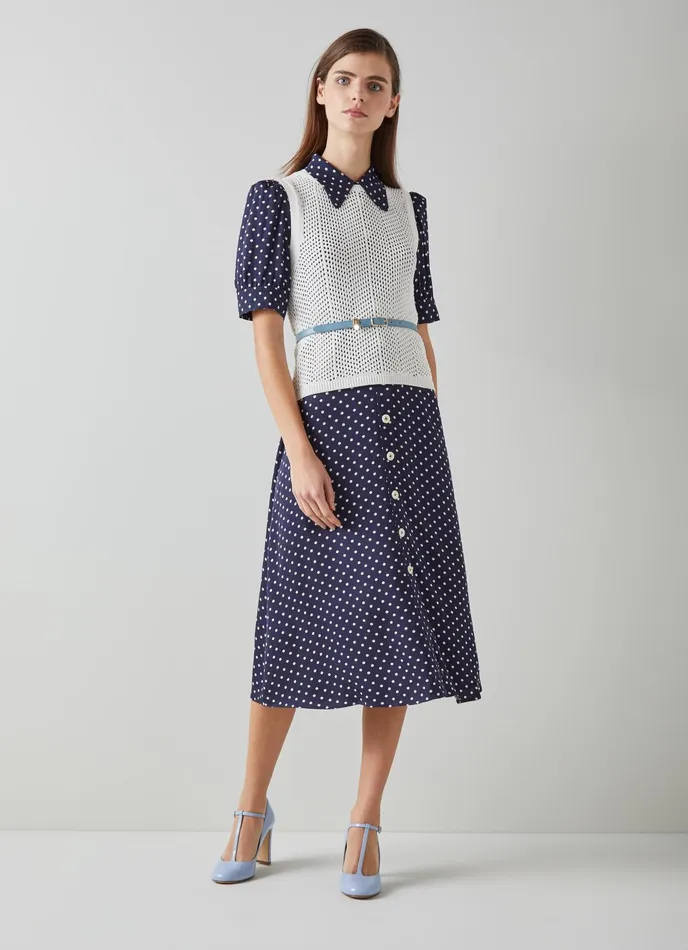 LK Bennett Valerie Green Modernist Print Shirt Dress Women Dresses