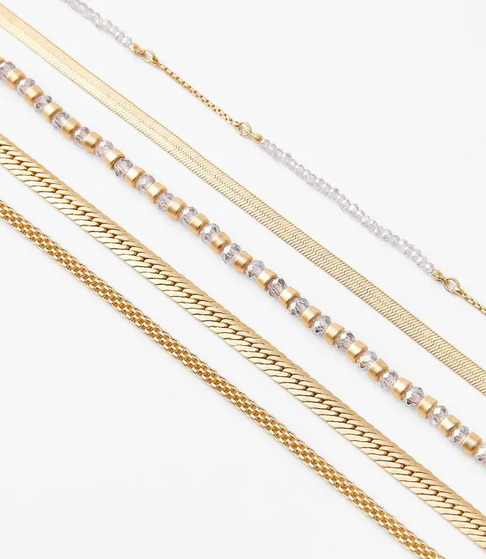 LOFT Beaded Layered Chain Necklace Gold Women Jewelry