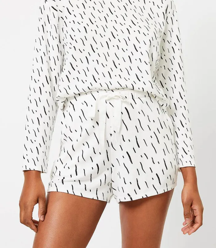 LOFT Brushstroke Pajama Shorts White Women Sleepwear