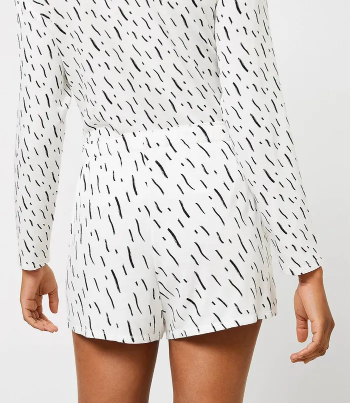 LOFT Brushstroke Pajama Shorts White Women Sleepwear