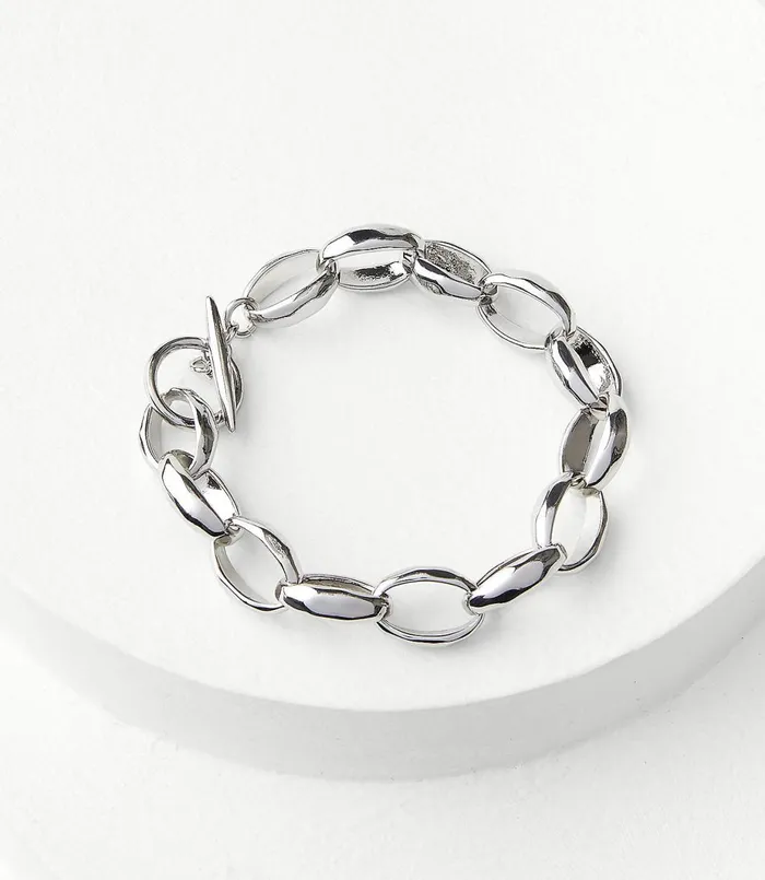 LOFT Chain Toggle Bracelet Soft Silver Women Jewelry