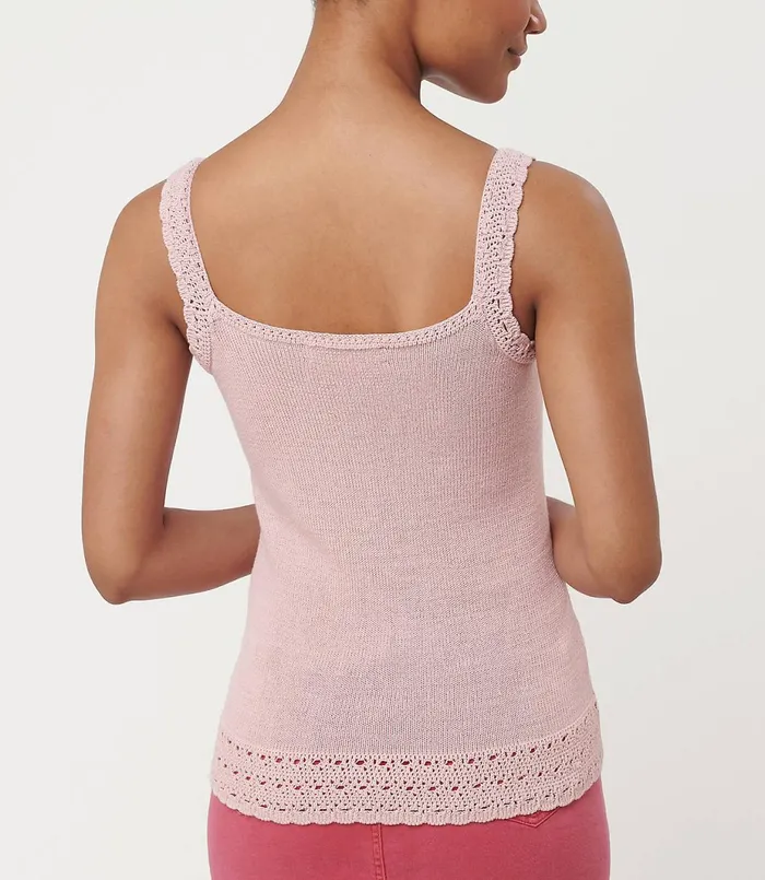 LOFT Crochet Sweater Tank Black Women Sweaters