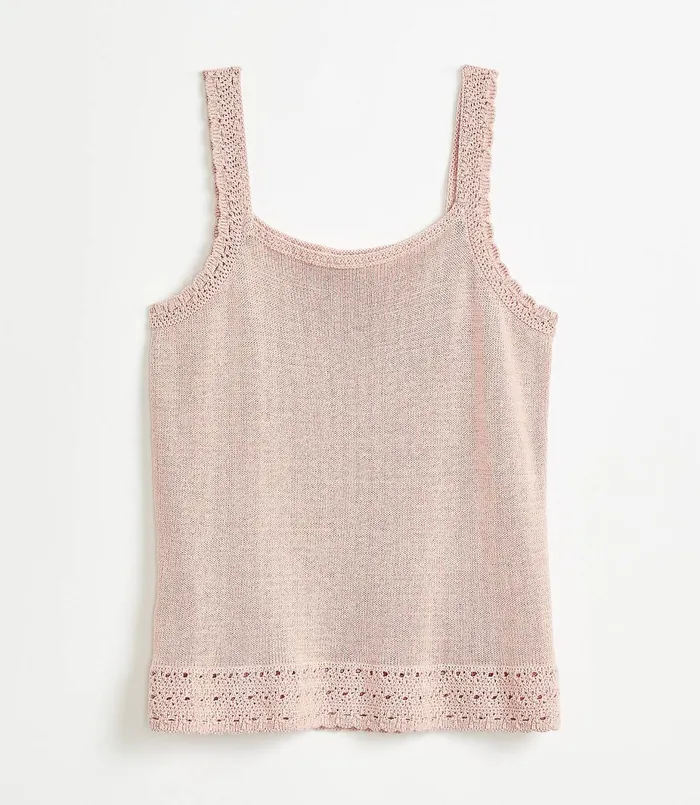 LOFT Crochet Sweater Tank Black Women Sweaters