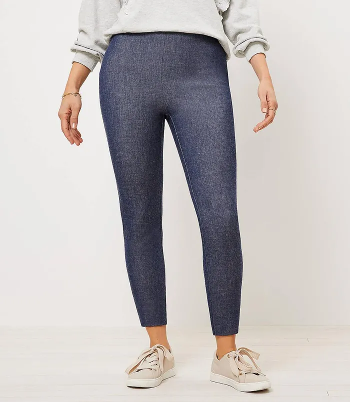 LOFT Curvy Side Zip Skinny Pants Navy Melange Women Pants