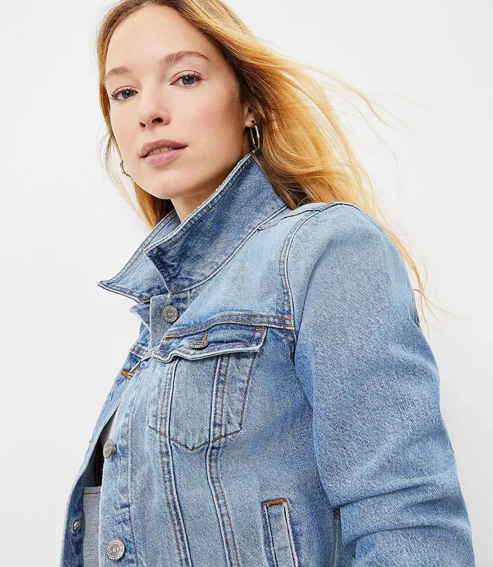LOFT Denim Trucker Jacket In Original Mid Indigo Original Mid Indigo Wash Women Jackets and Blazers