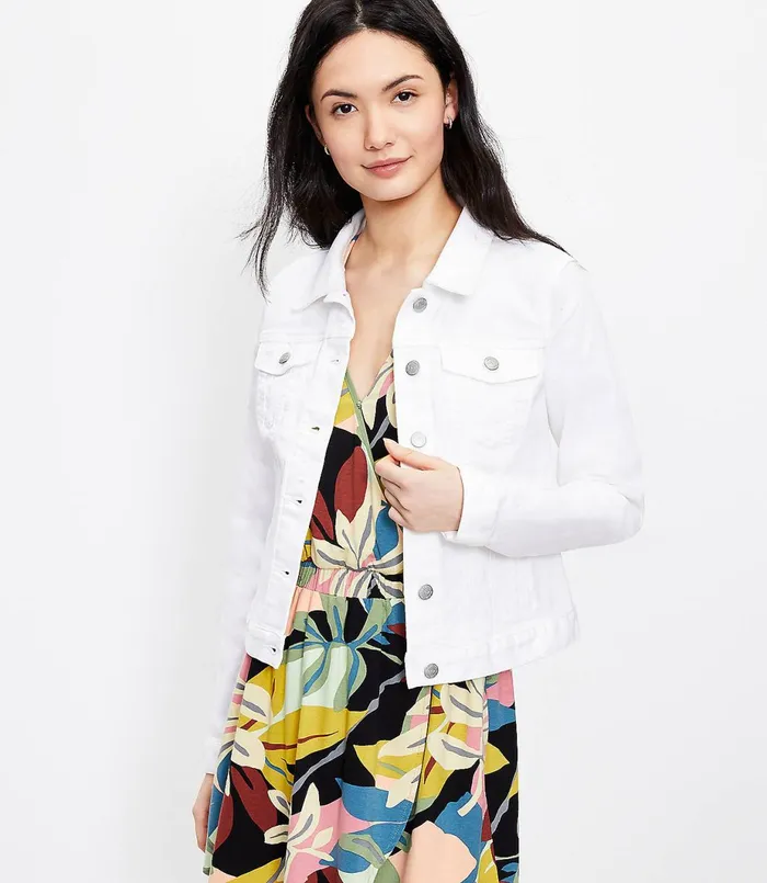LOFT Denim Trucker Jacket In White White Women Jackets and Blazers