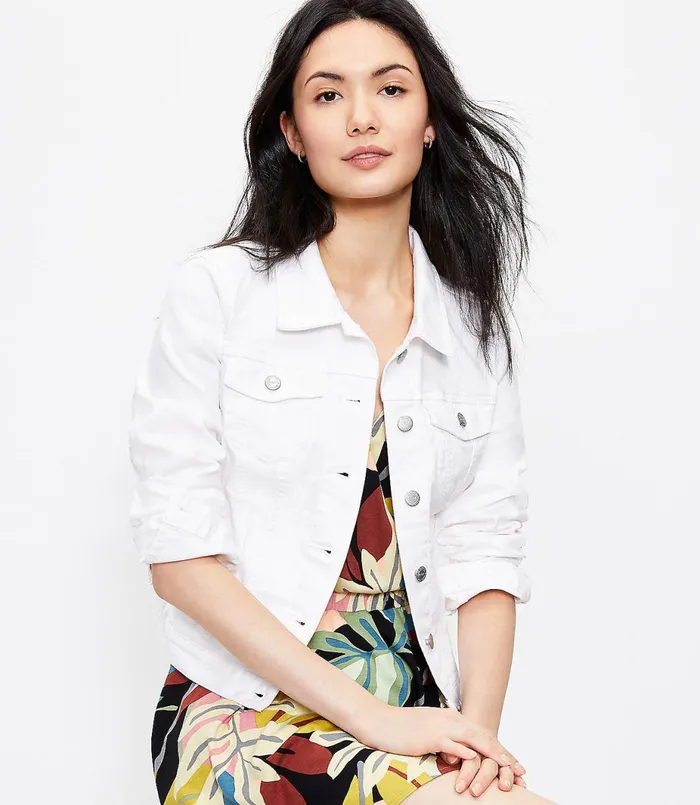 LOFT Denim Trucker Jacket In White White Women Jackets and Blazers