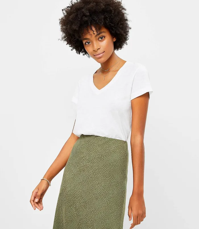 LOFT Everyday VNeck Tee White Women Tops