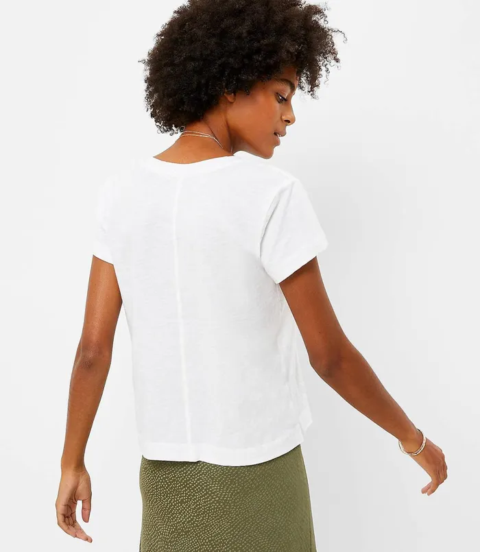 LOFT Everyday VNeck Tee White Women Tops