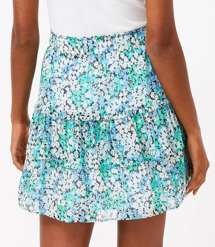LOFT Floral Tiered Ruffle Skirt Amalfi Baywater Women Skirts