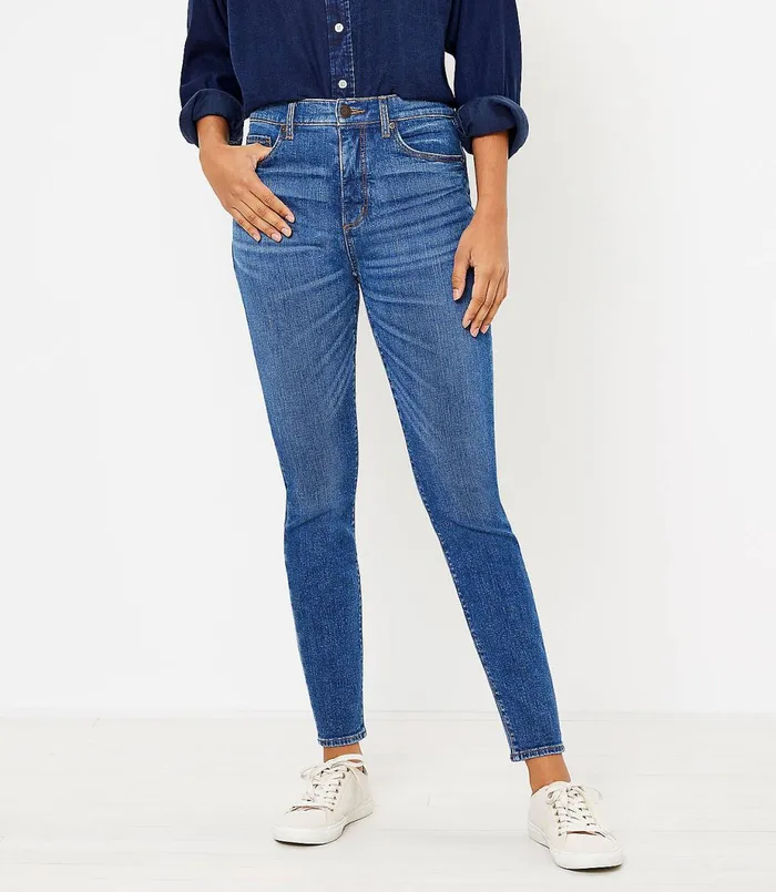 LOFT High Rise Skinny Jeans In Authentic Dark Indigo Wash Authentic Dark Wash Women Jeans LOFT High Rise Skinny Jeans In Authentic Dark Indigo Wash Authentic Dark Wash Women Jeans