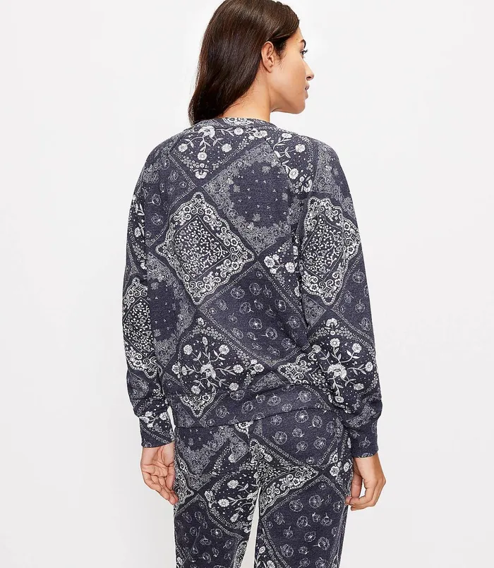 LOFT Lou and Grey Bandana Terry Sweatshirt Whisper White Women Loungewear