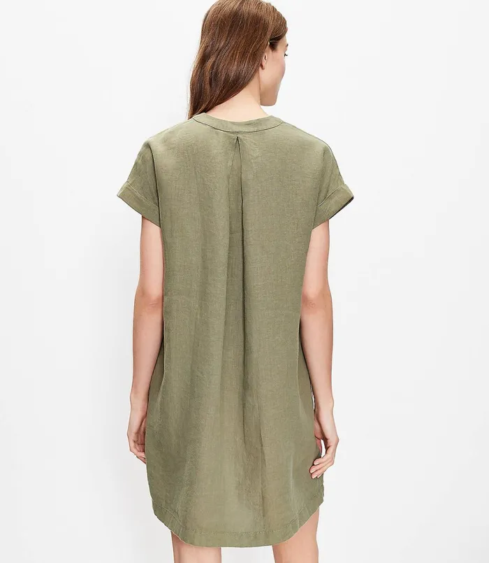 LOFT Lou and Grey Linen Pocket Tunic Dress Washed Oregano Women Dresses