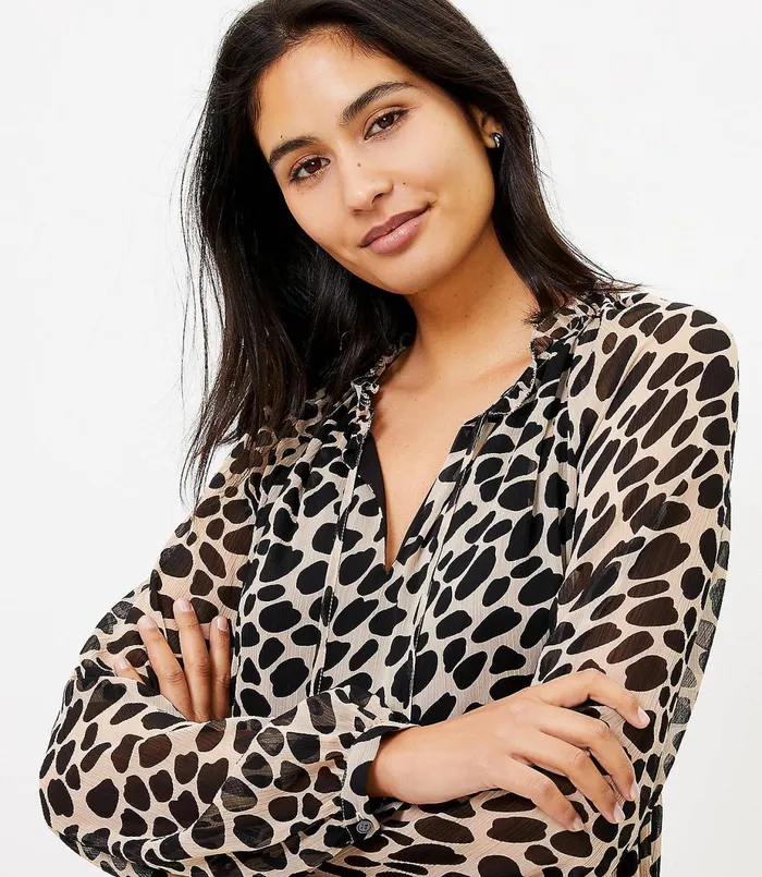 LOFT Petite Cheetah Print Tiered Swing Dress Black Women Petite Dresses