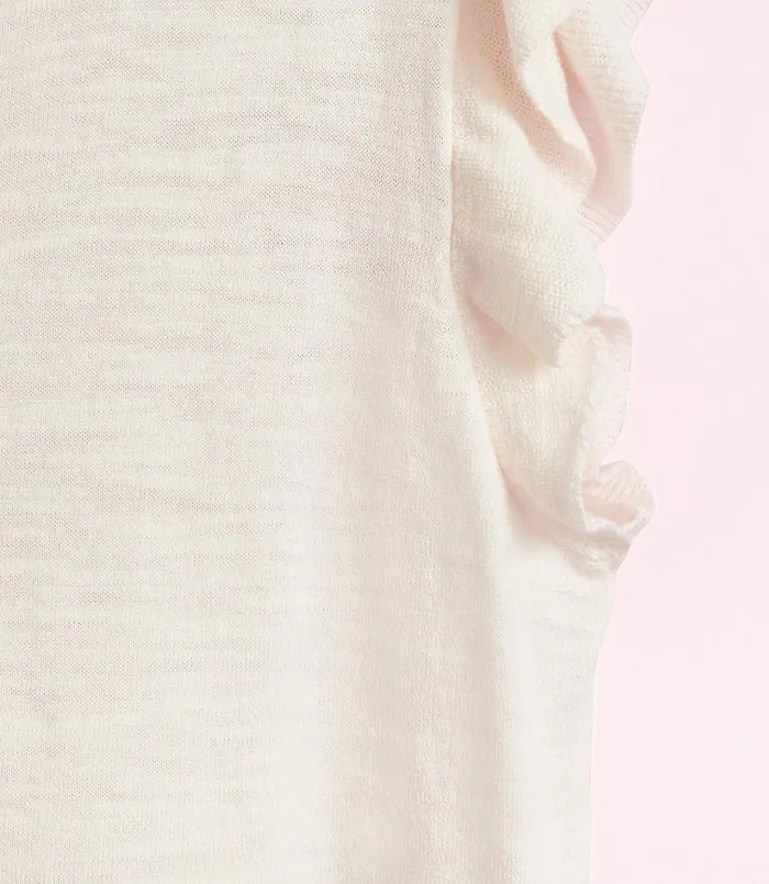 LOFT Petite Ruffle Sleeve Peplum Sweater Whisper White Women Petite Sweaters