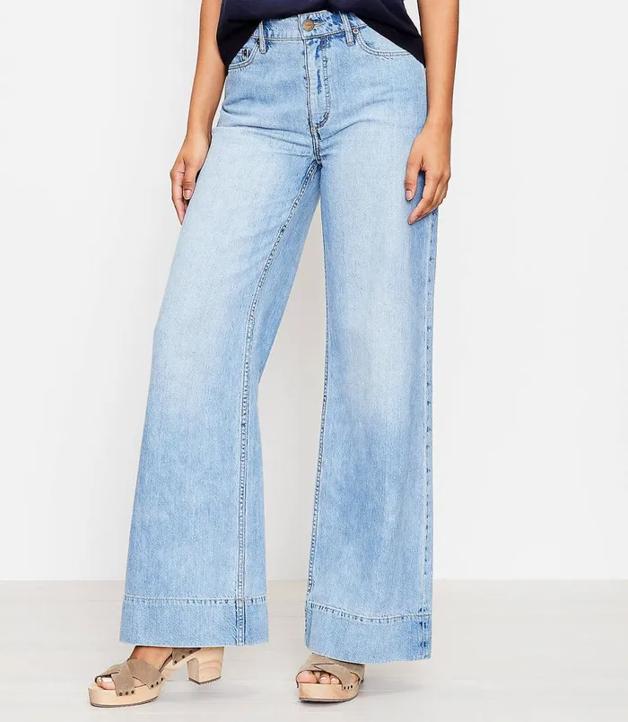 LOFT The High Waist Palazzo Jean In Light Indigo Light Indigo Wash Women Jeans LOFT The High Waist Palazzo Jean In Light Indigo Light Indigo Wash Women Jeans