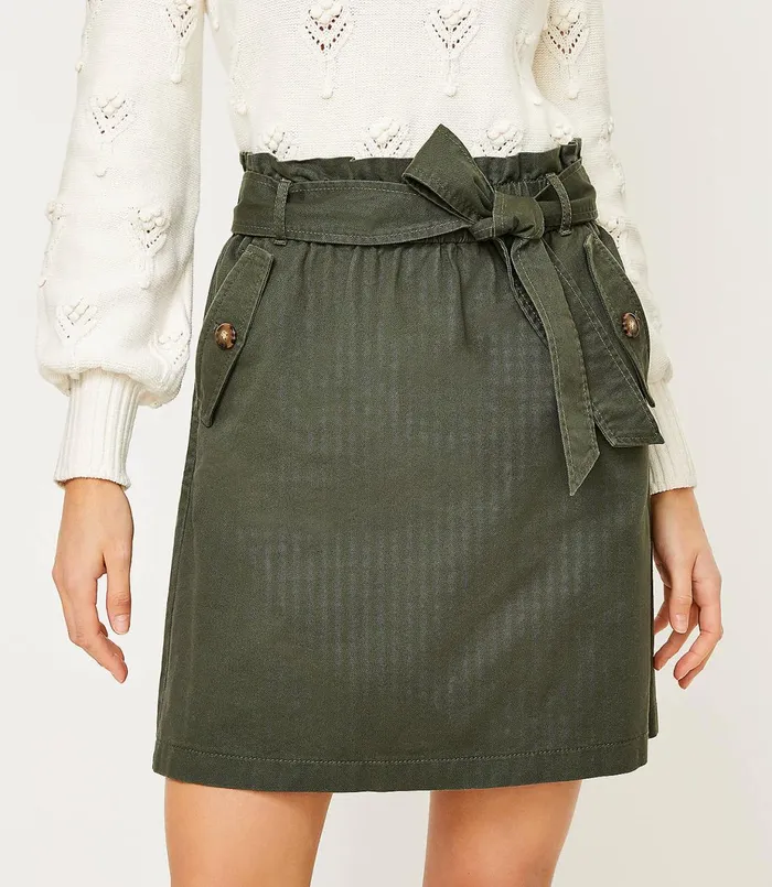 LOFT Tie Waist Pocket Skirt Balsam Tree Women Skirts