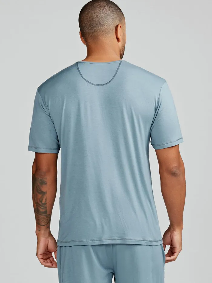 Lounge Men Tasc Performance Bamboo Silk Sleep Short Sleeve Henley