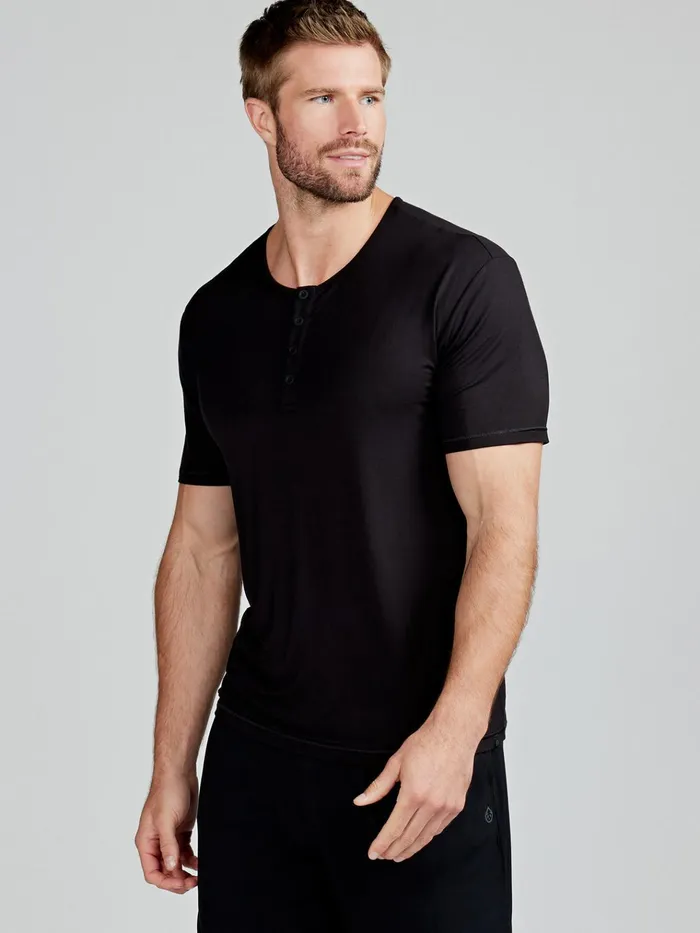 Lounge Men Tasc Performance Bamboo Silk Sleep Short Sleeve Henley