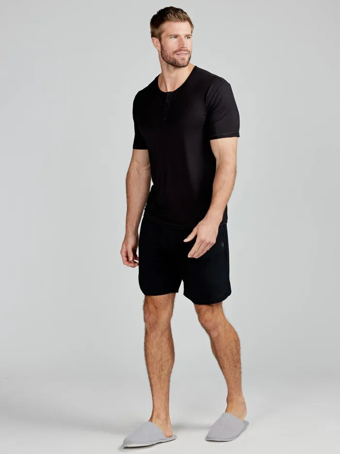 Lounge Men Tasc Performance Bamboo Silk Sleep Short Sleeve Henley