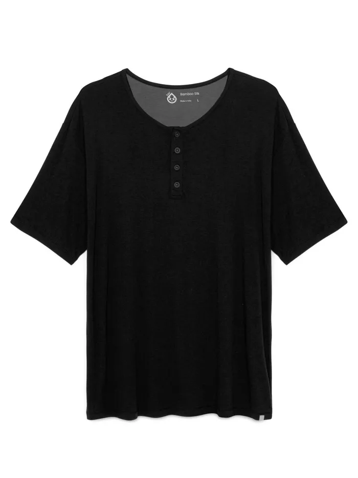 Lounge Men Tasc Performance Bamboo Silk Sleep Short Sleeve Henley