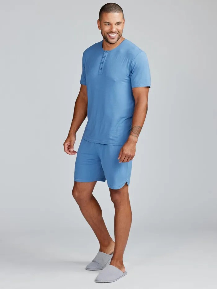 Lounge Men Tasc Performance Bamboo Silk Sleep Short Sleeve Henley