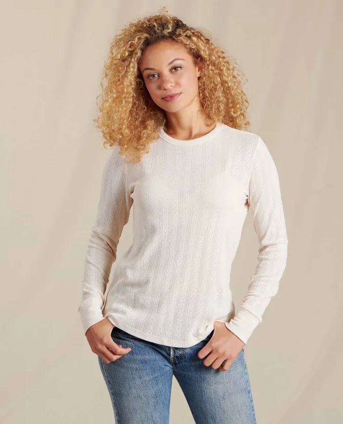Loungewear and Sleep Women8217s Foothill Pointelle Long Sleeve Crew Salt ToadandCo