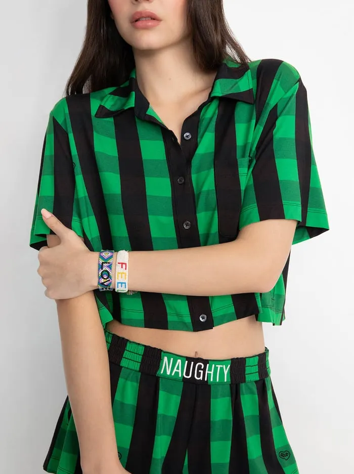 Loungewear Women Alice Olivia Big Feelings Madden Short Sleeve Pj Set Cheerful Greenblack