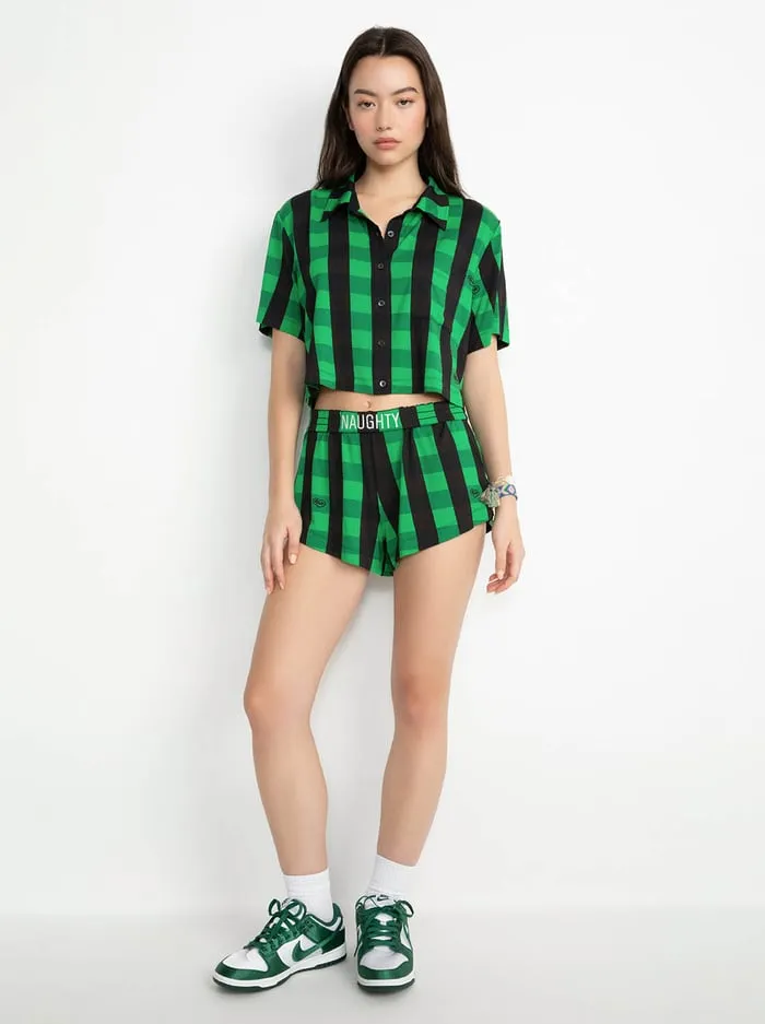 Loungewear Women Alice Olivia Big Feelings Madden Short Sleeve Pj Set Cheerful Greenblack