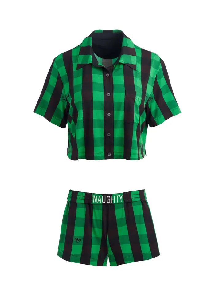 Loungewear Women Alice Olivia Big Feelings Madden Short Sleeve Pj Set Cheerful Greenblack