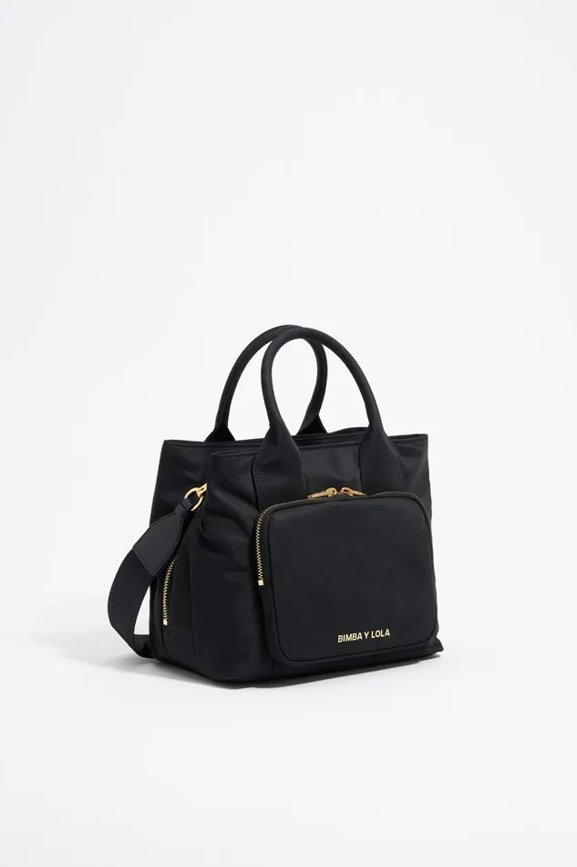 Medium Black Nylon Pocket Handbag Black Women Bimba Y Lola Crossbody Bags